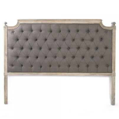 Aubergine Linen Louis Tufted Queen Headboard