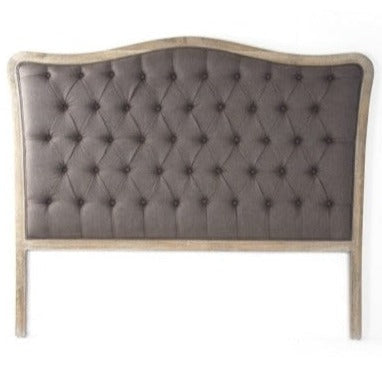 Aubergine Linen Louis Tufted Queen Headboard