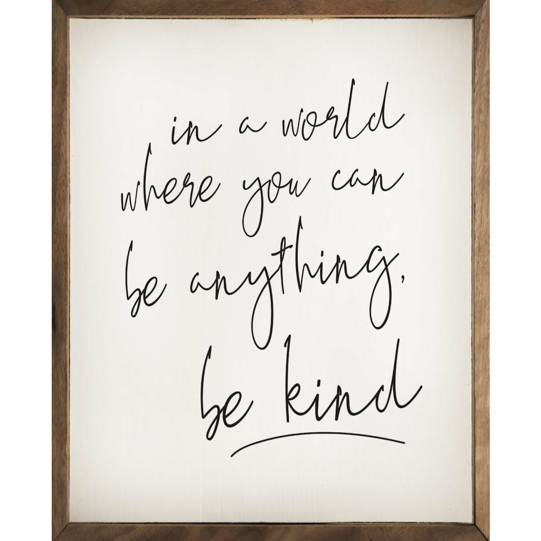 Be Kind Script Wood Framed Print