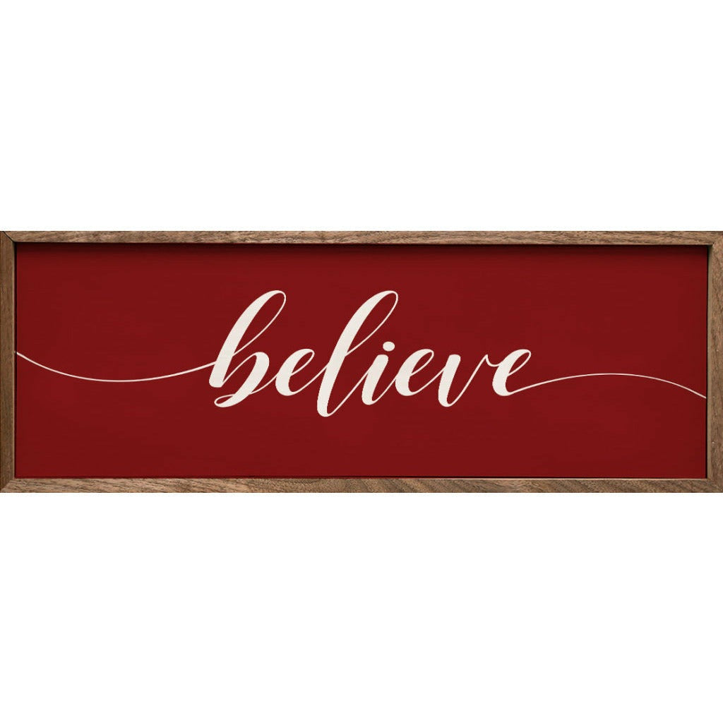 Believe Script Wood Framed Print