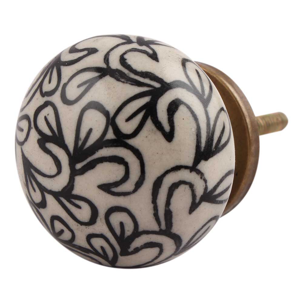 Black &amp; Cream Floral Knob