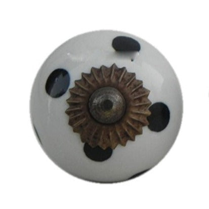 Black Polka Dots Ceramic Knob