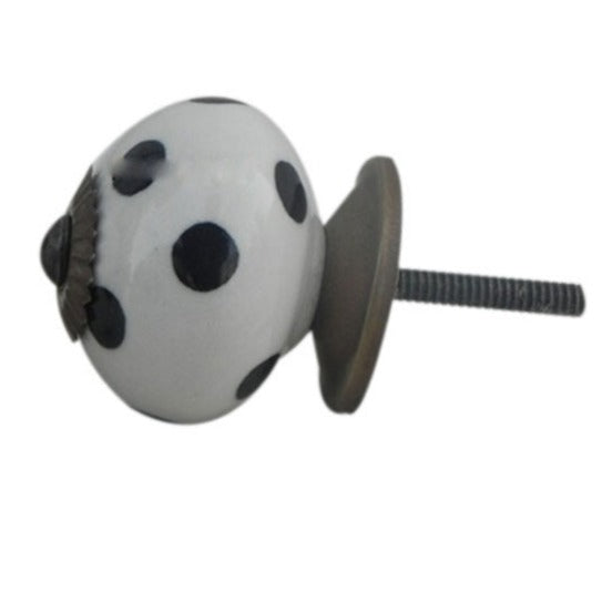 Black Polka Dots Ceramic Knob