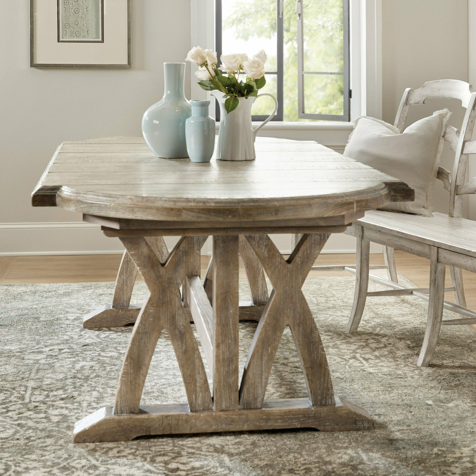 Boheme Colibri 88in Trestle Dining Table w/1-20in Leaf