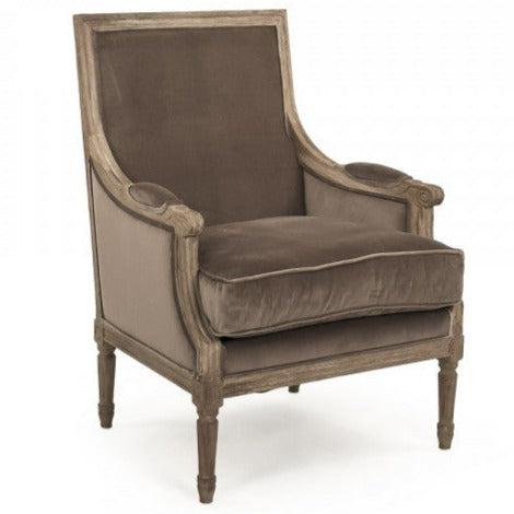 Brown Velvet Louis Club Chair