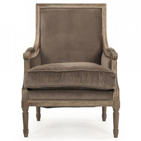 Brown Velvet Louis Club Chair