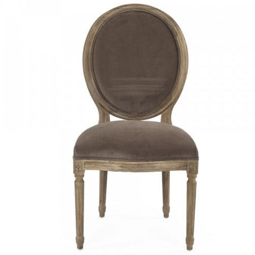 Brown Velvet Medallion Side Chair