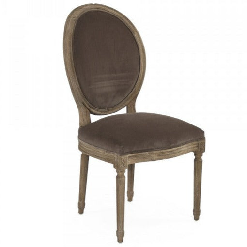 Brown Velvet Medallion Side Chair