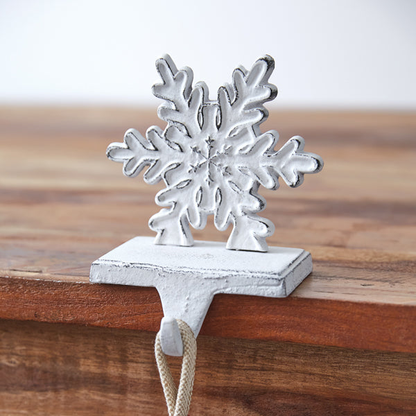 Cast Iron White Snowflake Stocking Holder