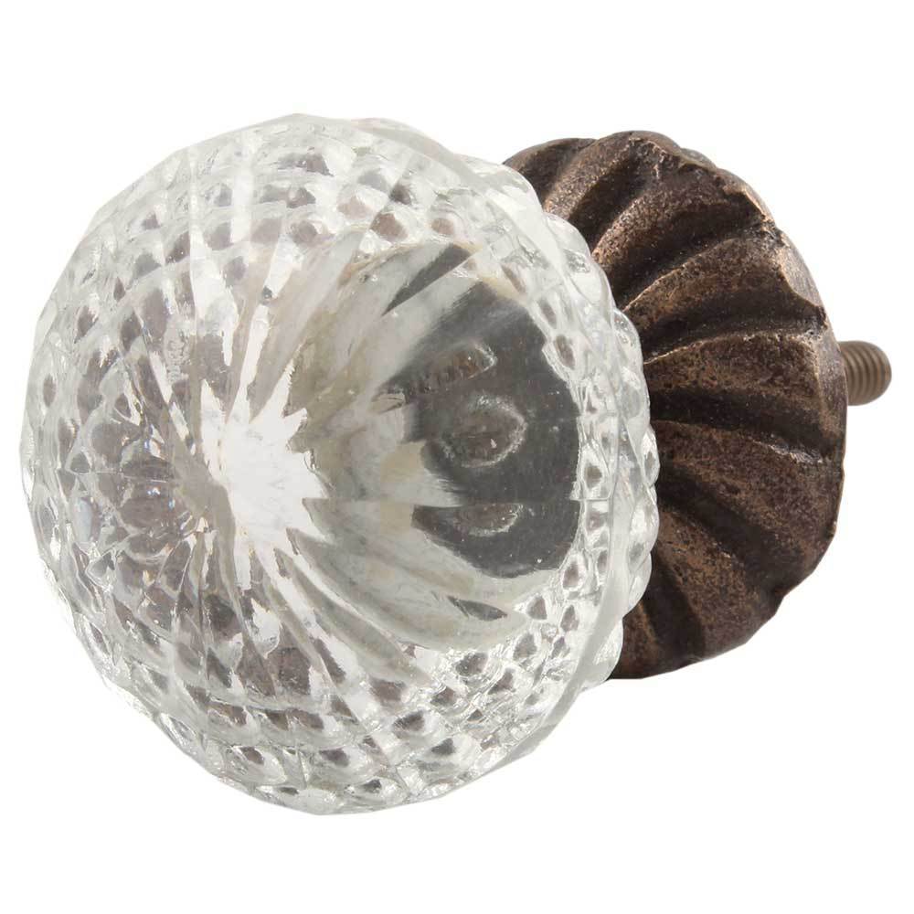 Clear Cut Glass Bronze Knob