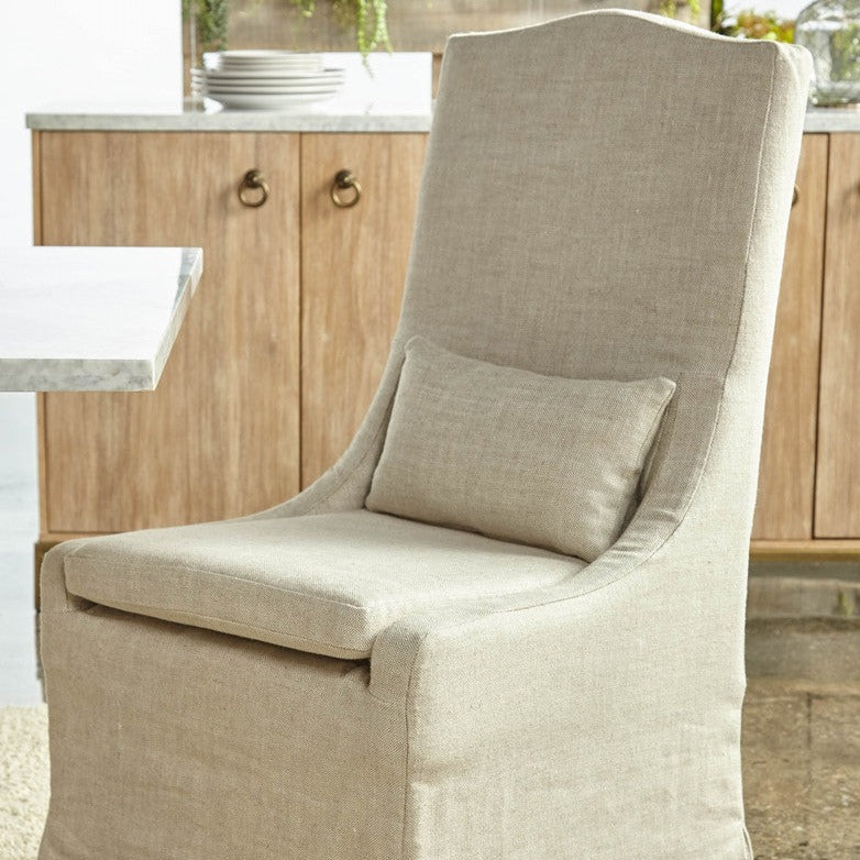 Colette Slipcover Bisque French Linen Dining Chair