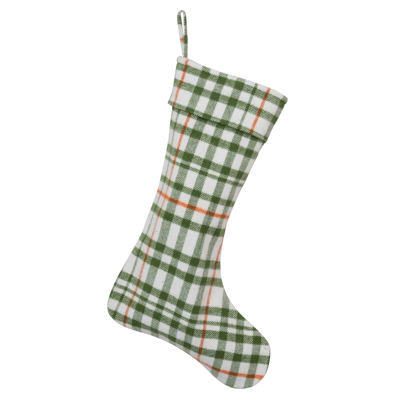 Cotton Slub Green Plaid Stocking