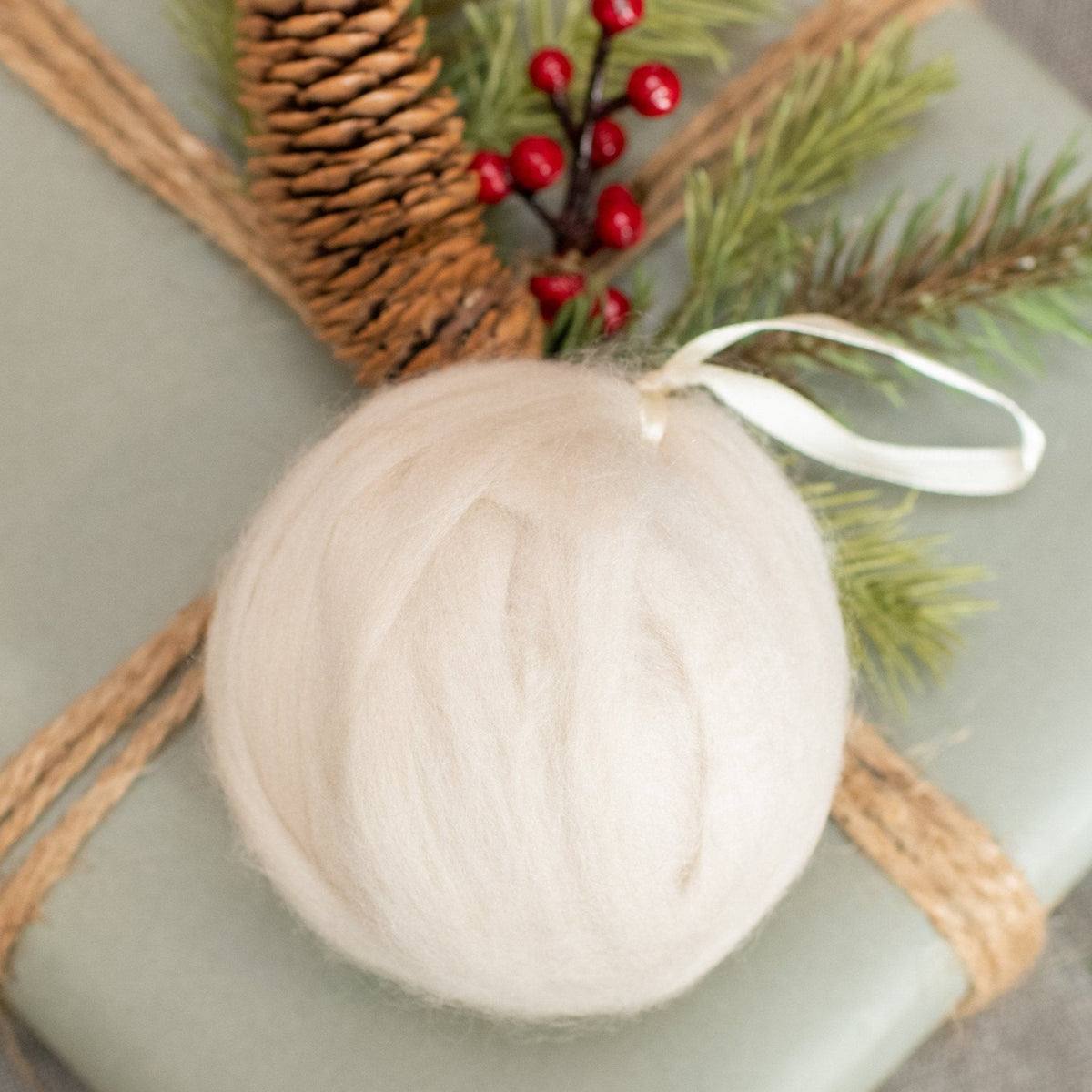 Cream Homespun Yarn Ball Ornament