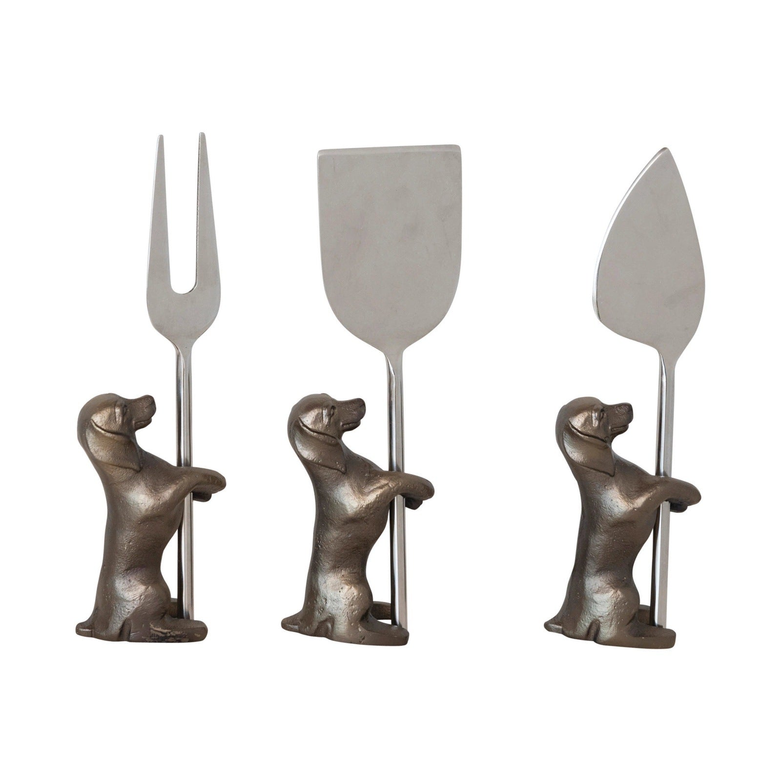 Distressed Iron Dog Cheese Spreader Set