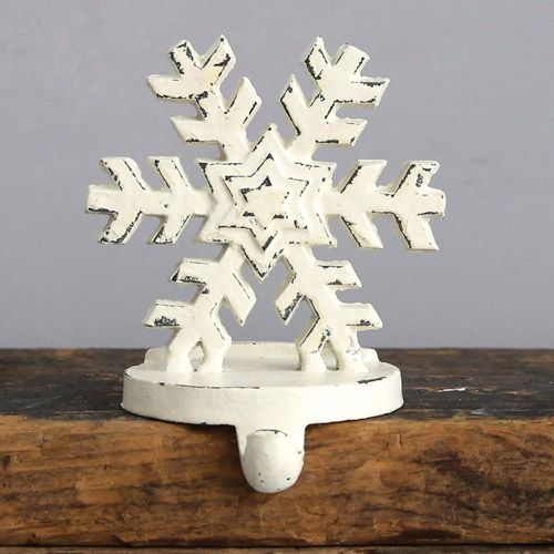 Distressed White Snowflake Stocking Holder