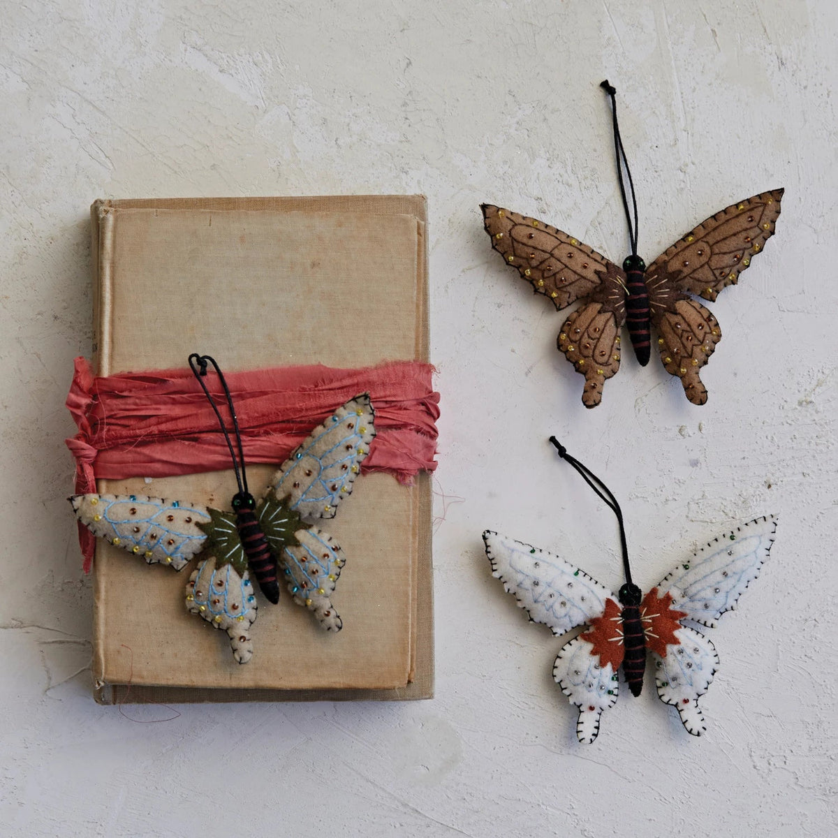 Embroidered &amp; Beaded Butterfly Ornament