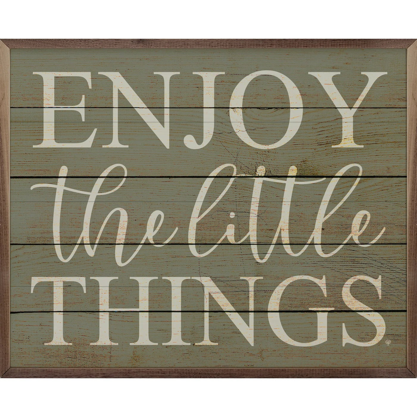 Enjoy The Little Things Green Wood Framed Print