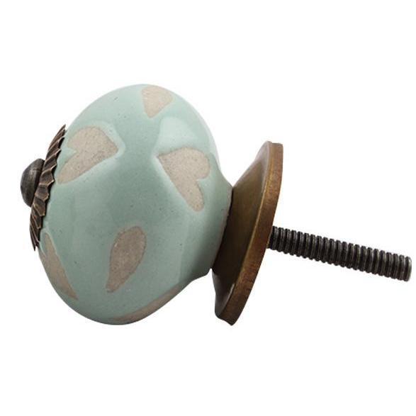 Etched Hearts Sage Green Knob