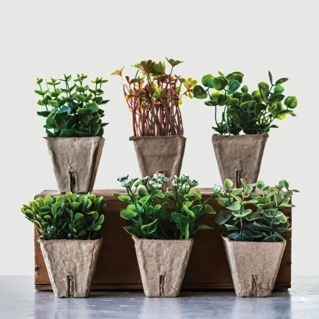 Faux Plant In Paper Pot