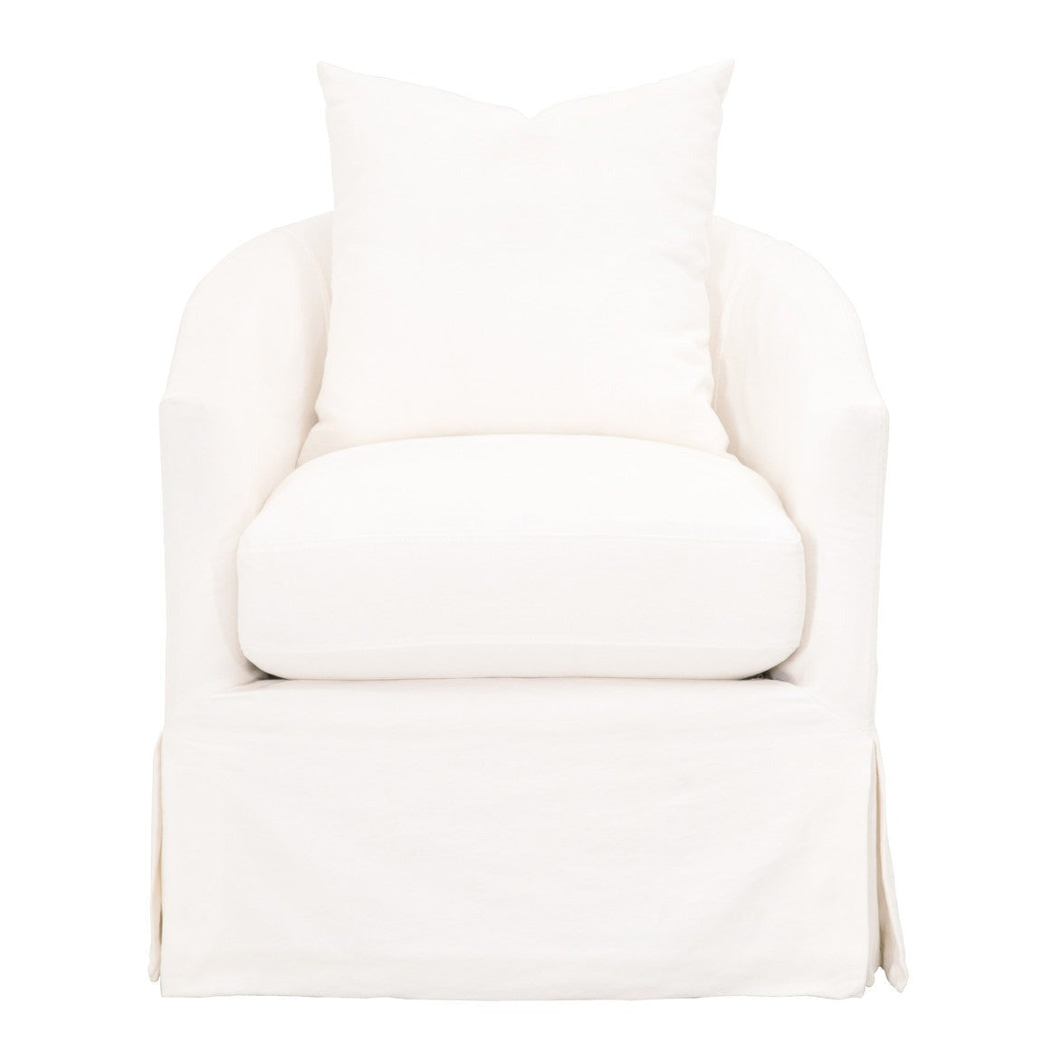 Faye Slipcover Cream Crepe Swivel Club Chair