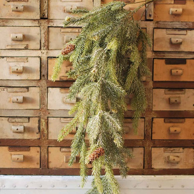 Frosted White Spruce Hanging Bush