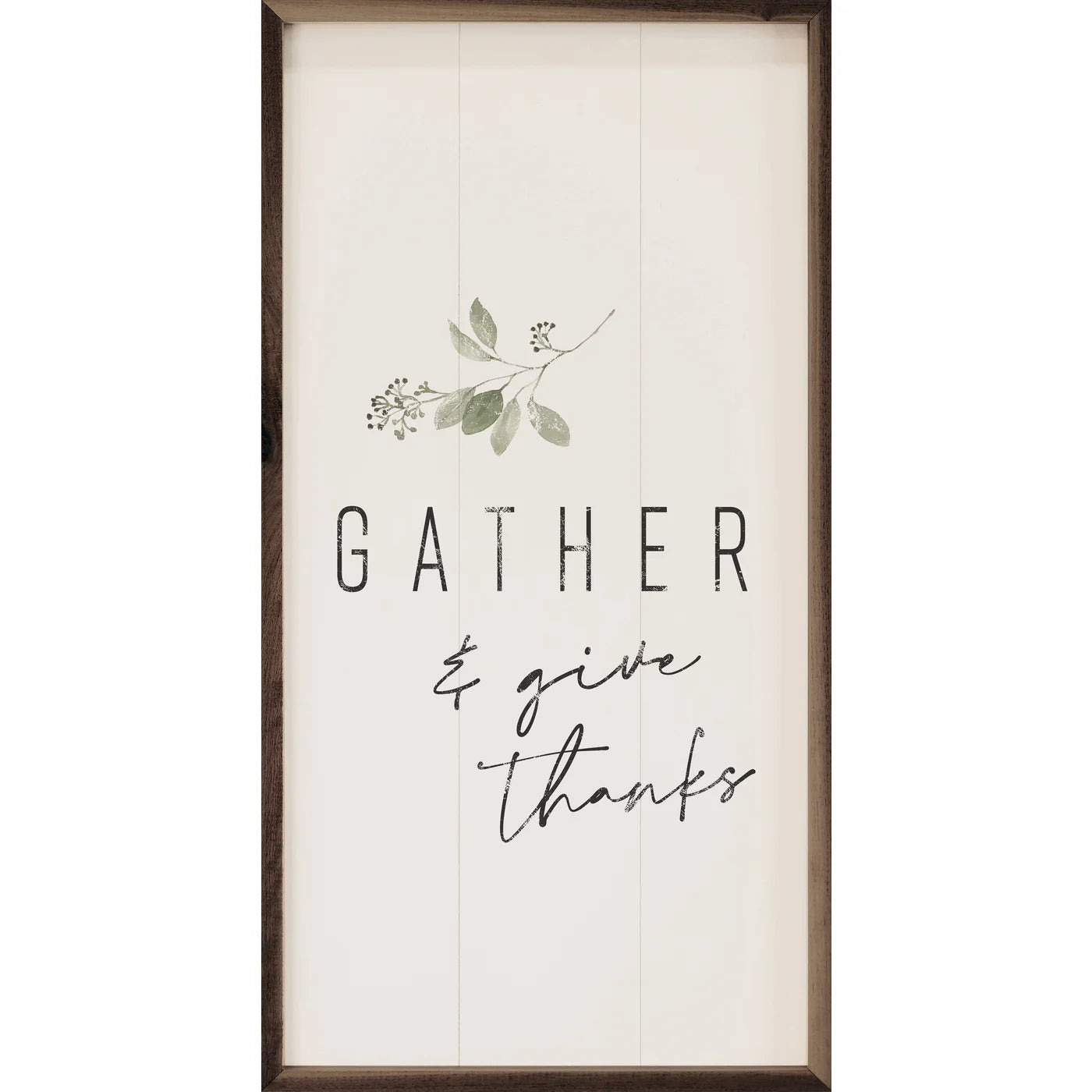 Gather And Give Thanks Greenery Wood Framed Print