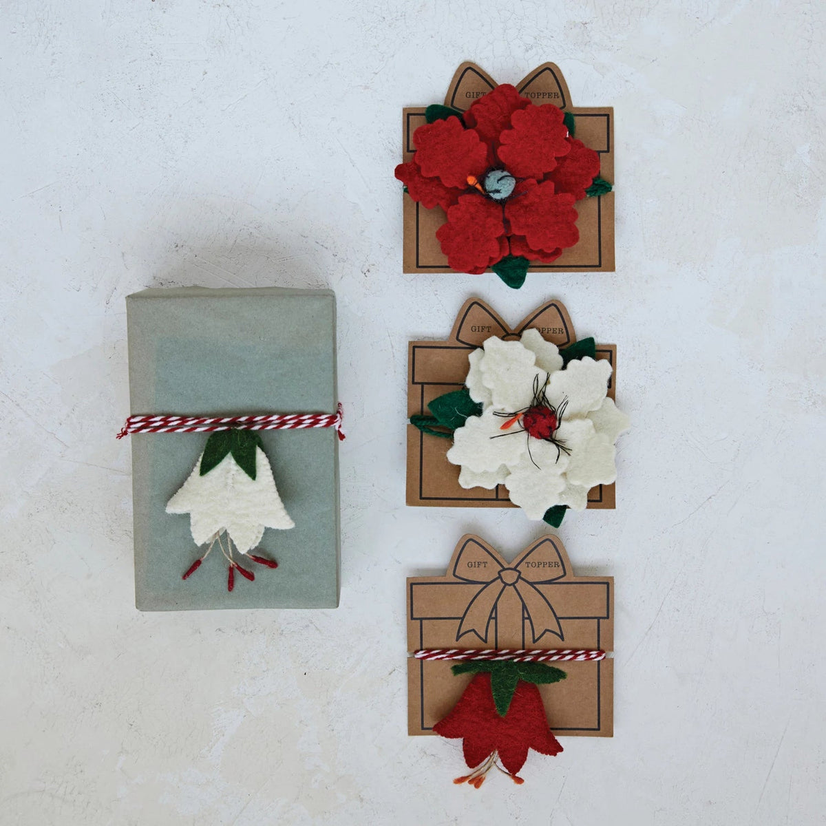 Handmade Floral Appliqued Felt Gift Topper