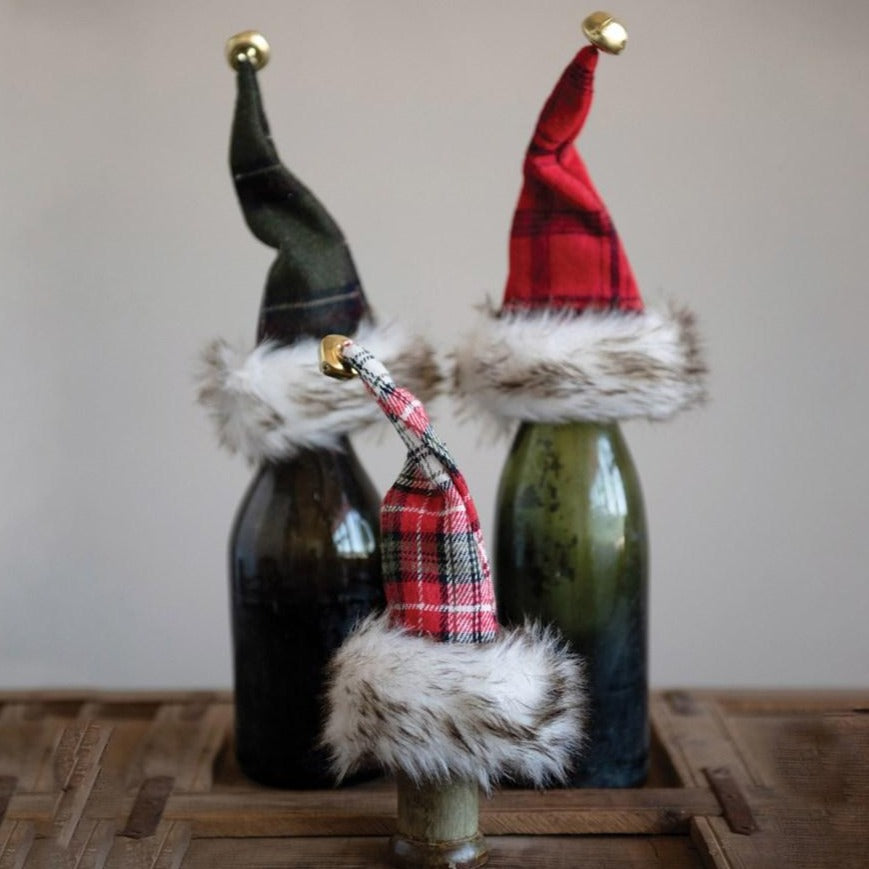 Let&#39;s Jingle Plaid Hat Bottle Topper