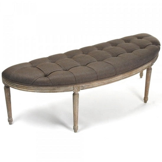 Louis Aubergine Linen Curve Bench