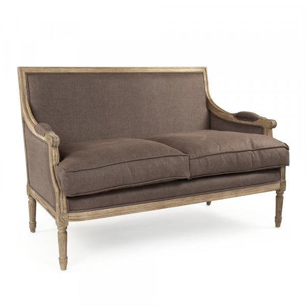 Louis Aubergine Linen Settee