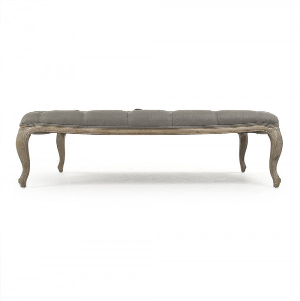 Maison Grey Linen Tufted Rectangular Ottoman