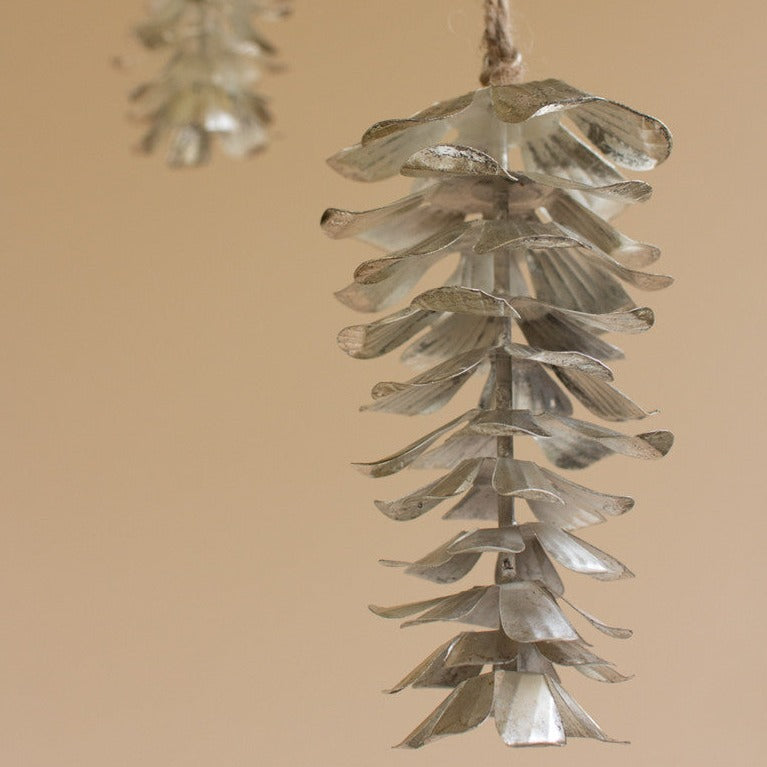 Metal Pinecone Ornament Set