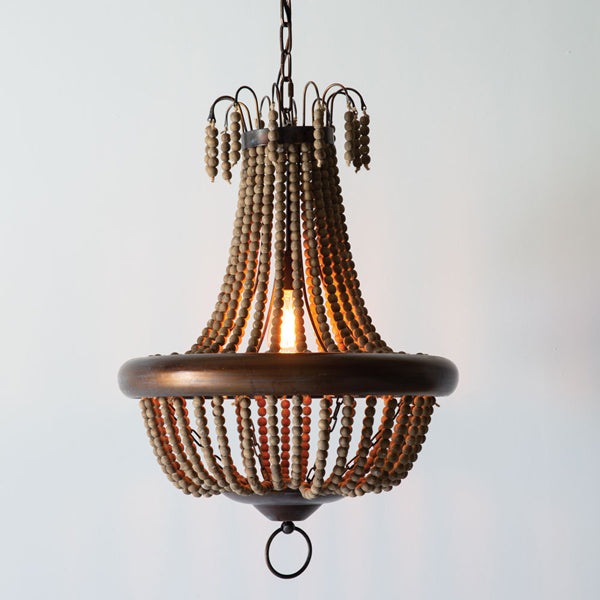 Milos Wood Bead Pendant Light