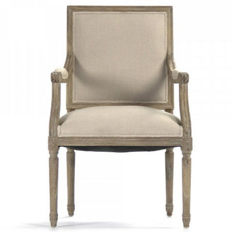 Natural Linen Louis Arm Chair