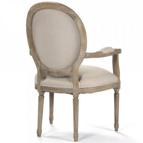 Natural Linen Medallion Arm Chair