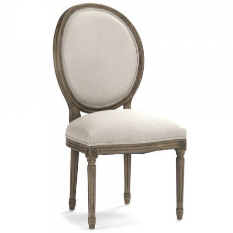 Natural Linen Medallion Side Chair