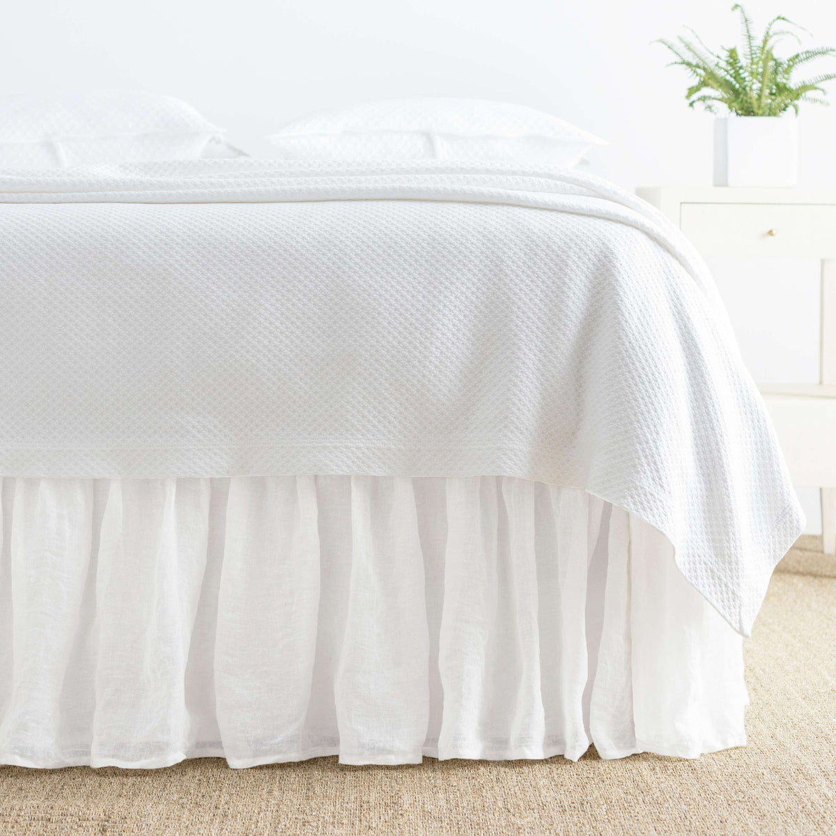 Pine Cone Hill Savannah Linen Gauze White Bed Skirt