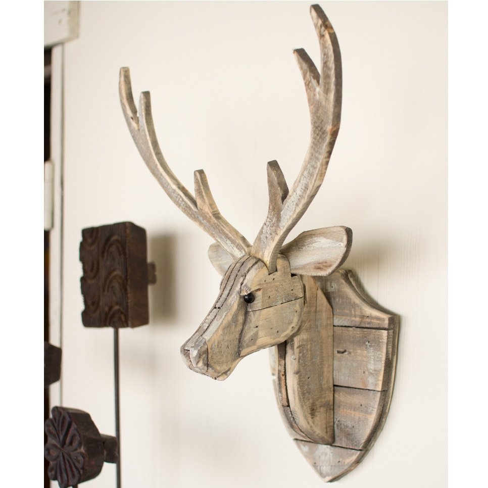 Recycled Wood Deer Head Wall Hanging