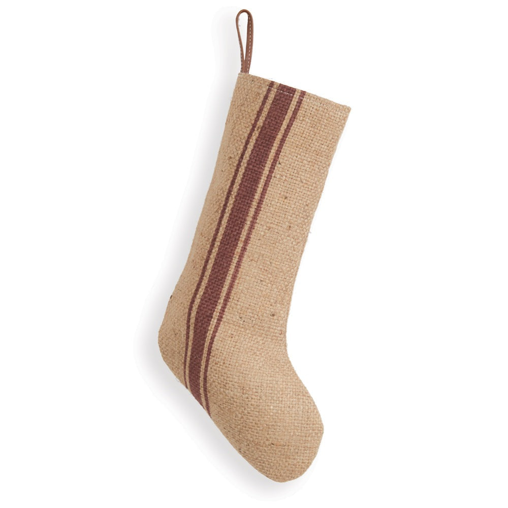 Red Stripe Burlap Stocking