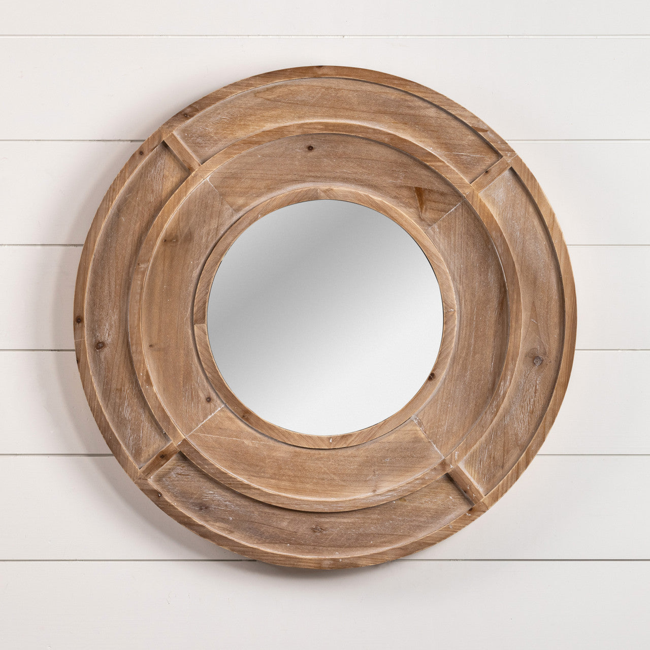 Round Wood Wall Mirror