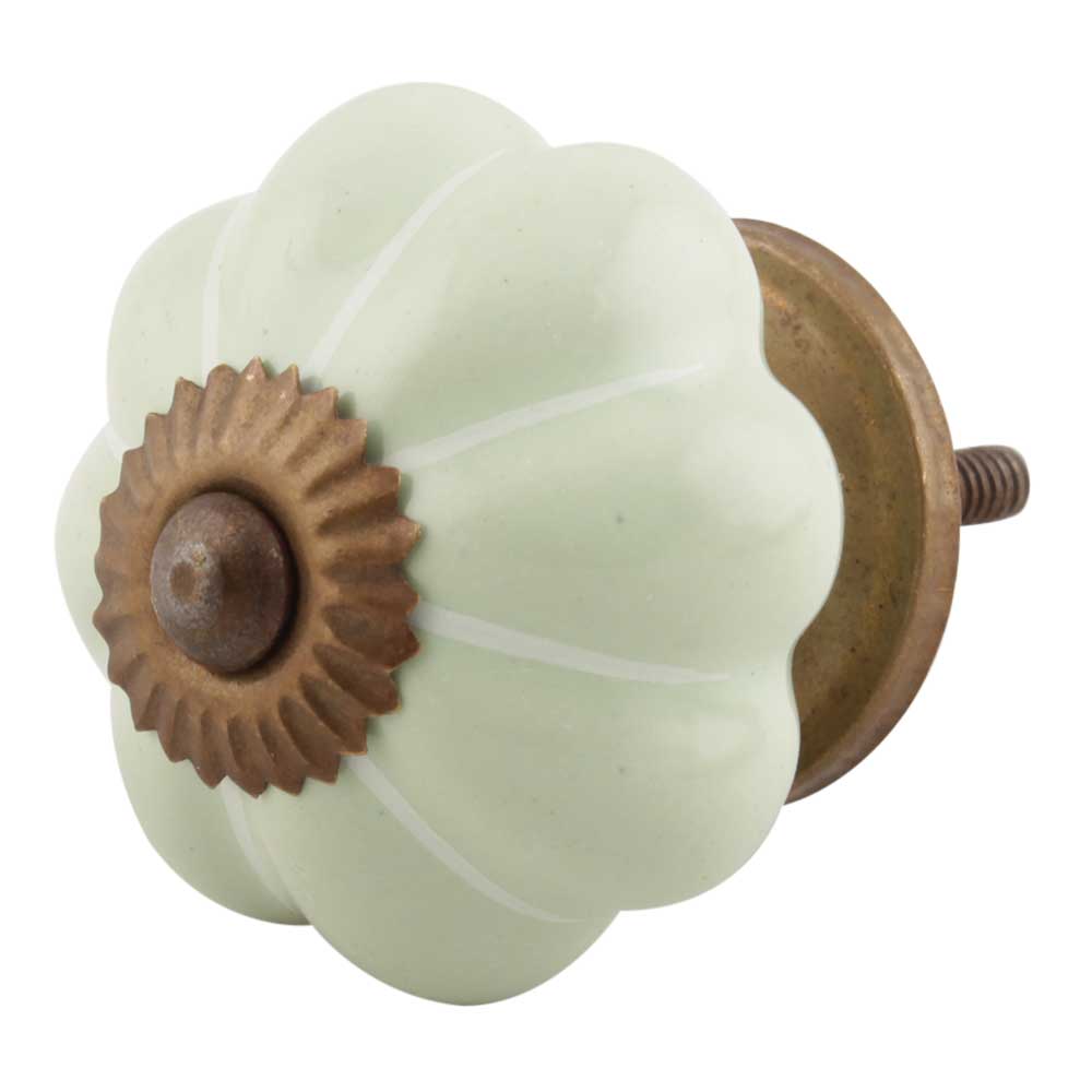 Sage Green Ceramic Melon Knob