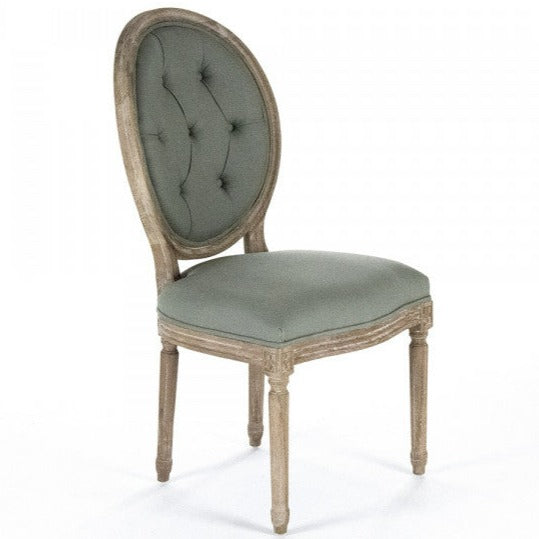 Sage Linen Medallion Side Chair