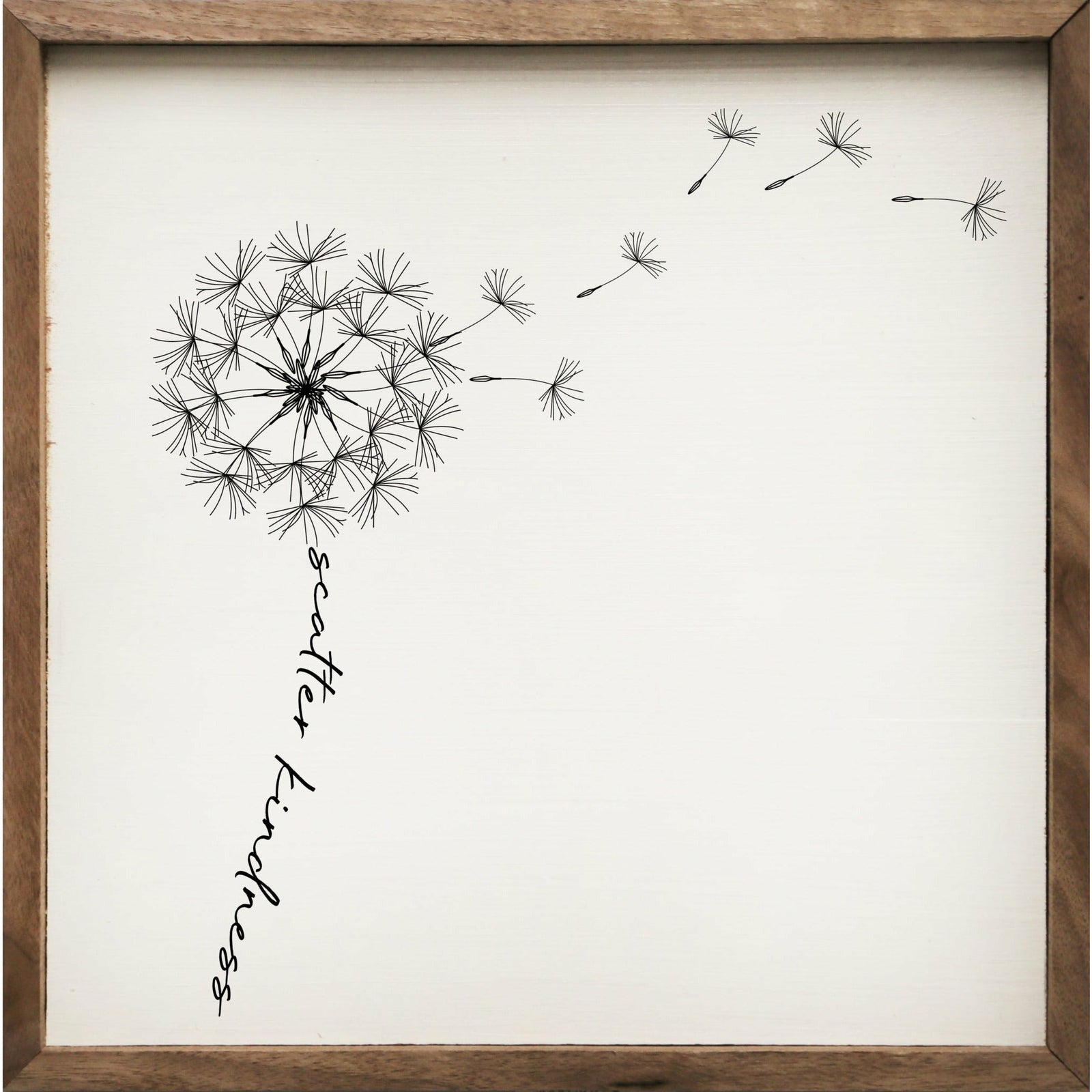 Scatter Kindness Dandelion Wood Framed Print