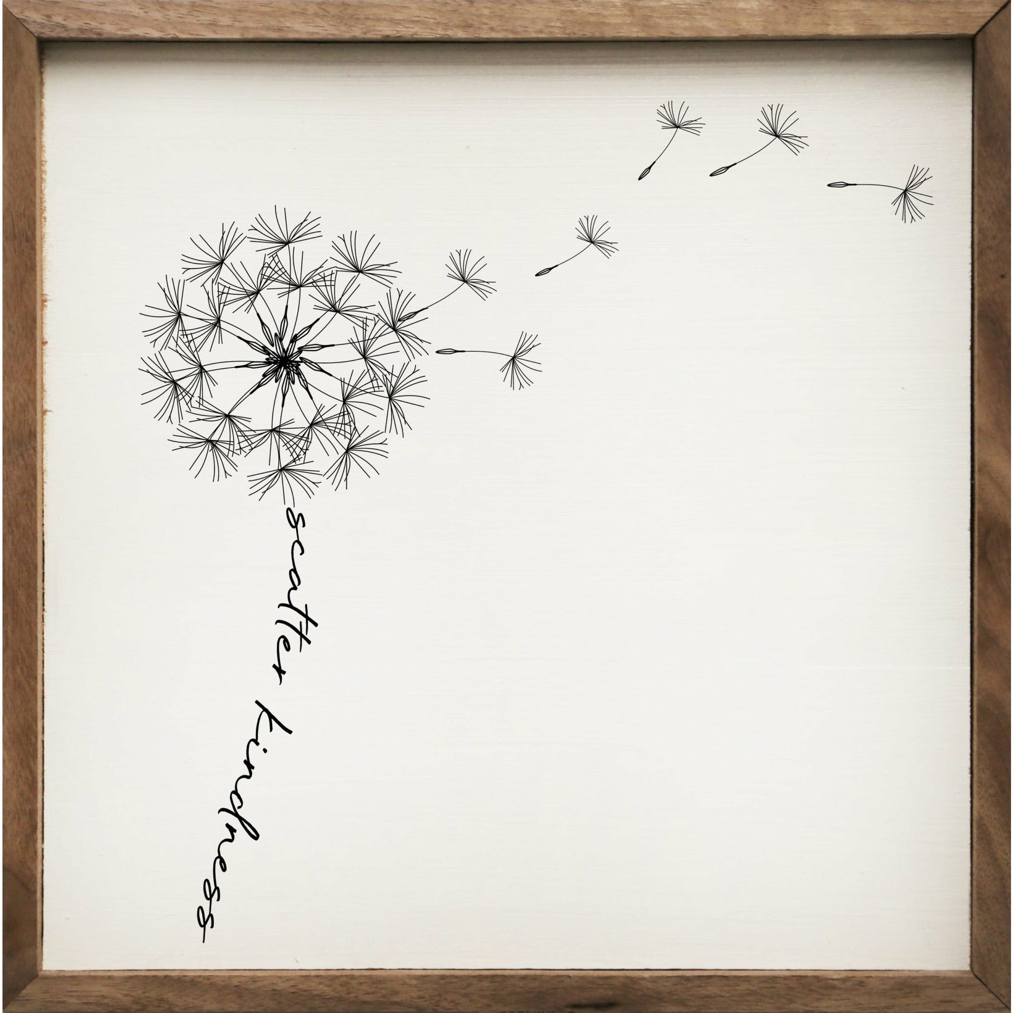 Scatter Kindness Dandelion Wood Framed Print