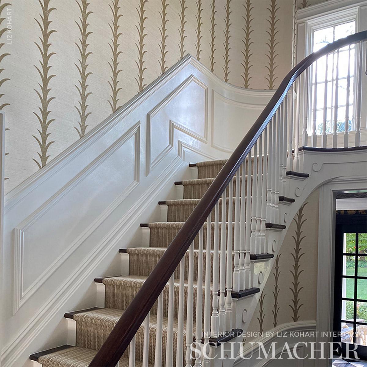 Schumacher Acanthus Stripe Sisal Wallpaper