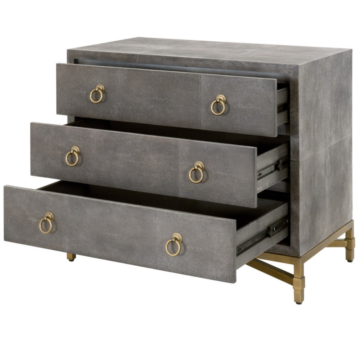 Strand Gray Shagreen 3-Draw Nightstand