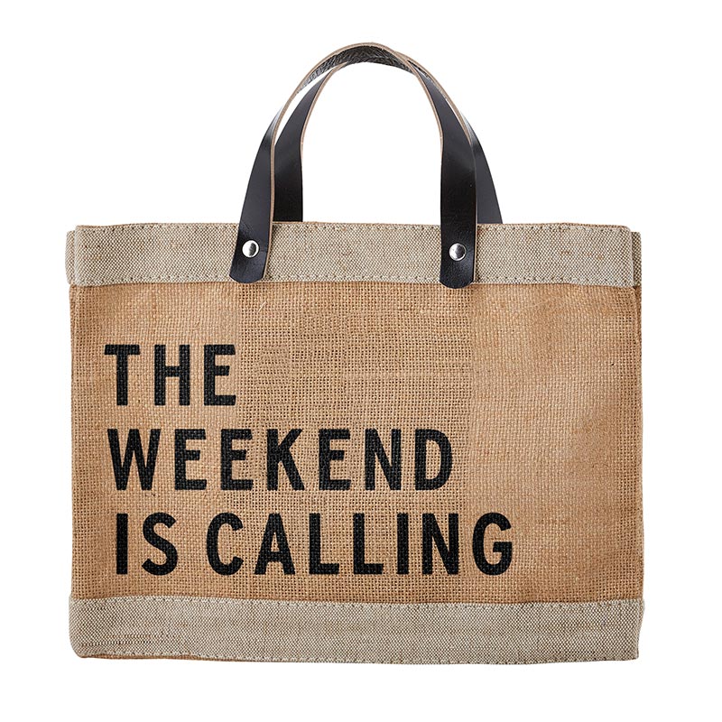 The Weekend Is Calling Jute Tote