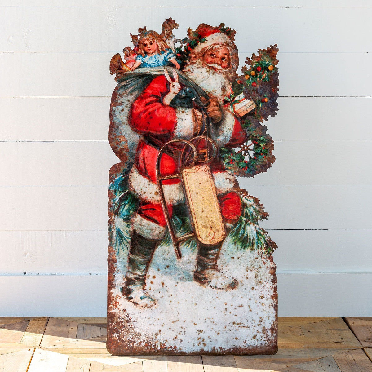 Vintage Style Christmas Eve Metal Santa Yard Decoration