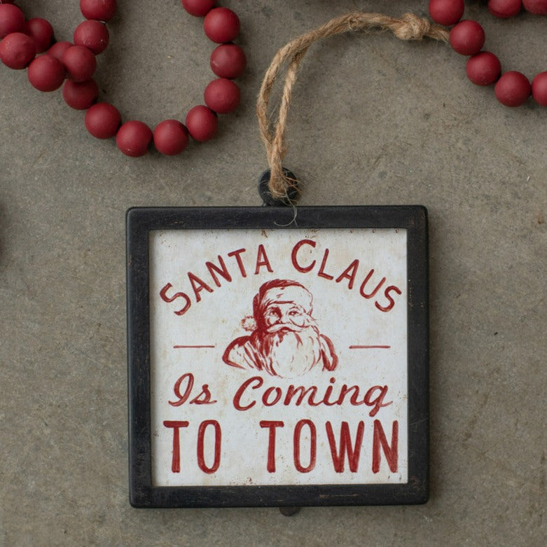 Vintage Style Santa Clause Is Coming To Town Ornament